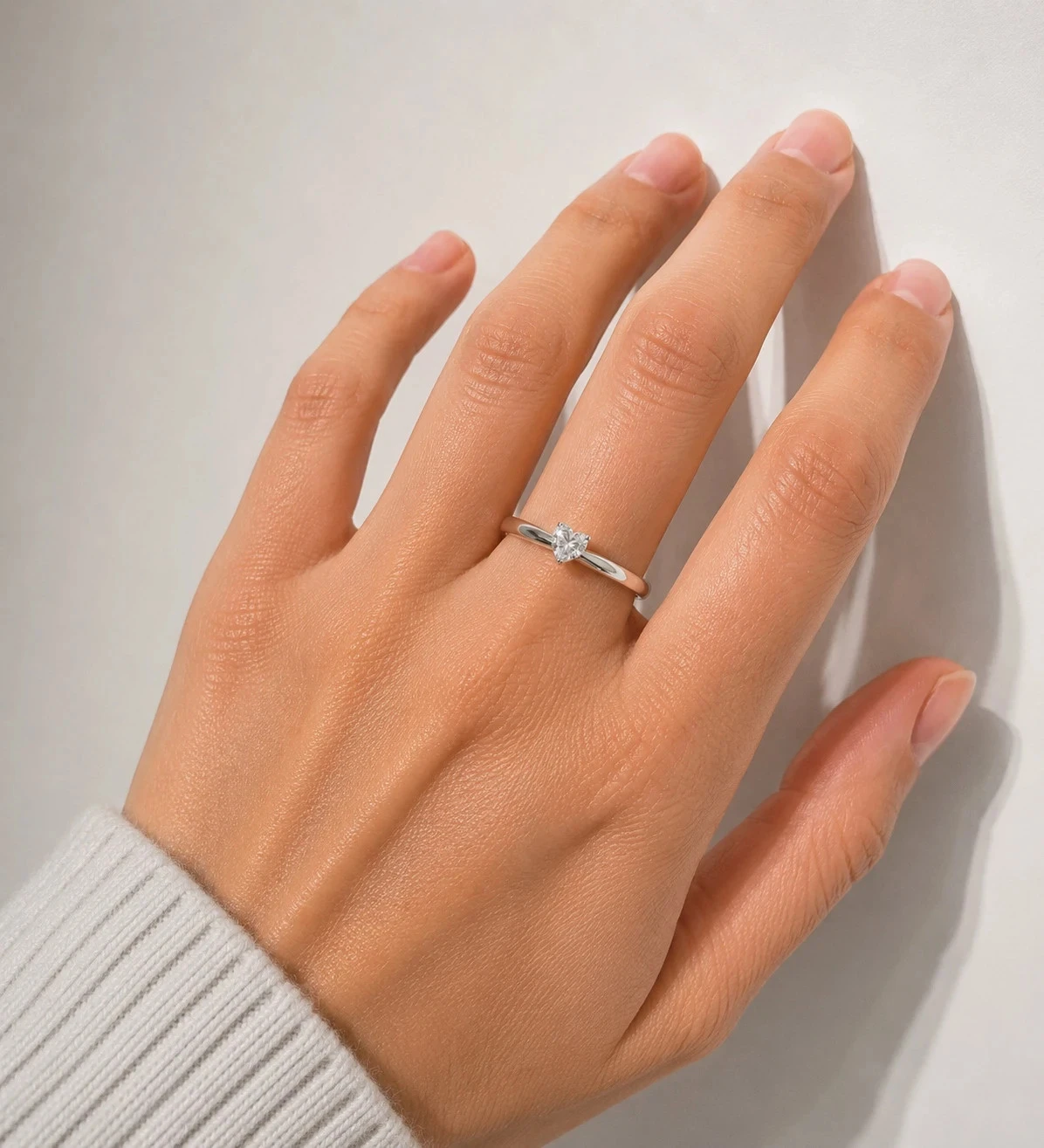 Stainless Steel Transparent Crystal Heart Solitaire Ring - Size 60 (19mm) - Gift Box Included – photo 6
